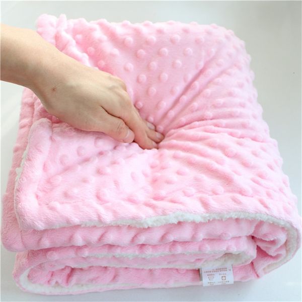 Battaniye kundaklama kabarık sherpa dot tasarımı termal bebek doğumlu bebek peliş peluş swaddle 221203