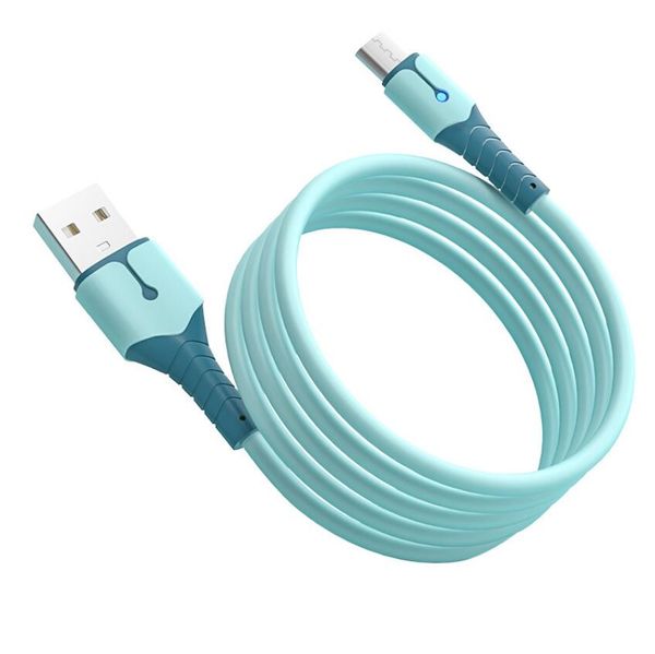 Cabos de carregador Micro USB tipo C 3A L￢mpada de silicone l￭quido macio l￭quido Fast para Samsung Xiaomi Huawei