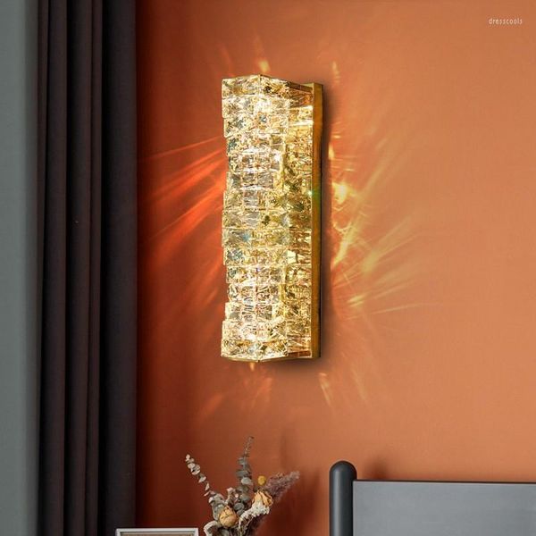 Lâmpada de parede designer moderno crystal scione para caba de cabeceira corredor de corredor de tv background decoração de decoração de casa acessório