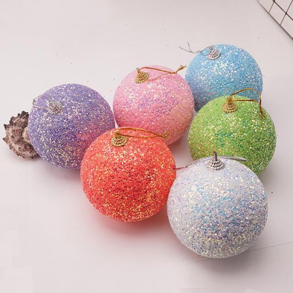 Decorações de Natal 11 cores 8cm Tree pendurada em bolas de espuma brilhante ONENTE ANO HOME GARDEN GARDEN PENENTE PENDE