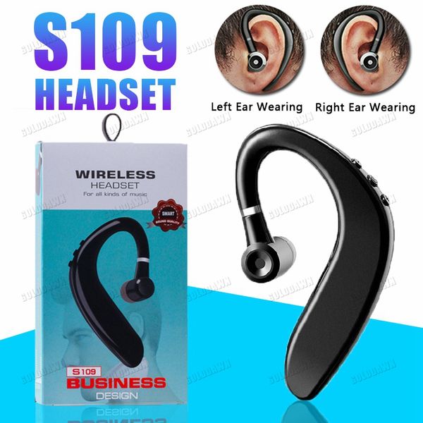 S109 Gancho de ouvido Bluetooth Earles Wireless Headsets Single Ru￭do Cancelando HD Mic Handsfree Business Drive para iPhone com pacote de varejo