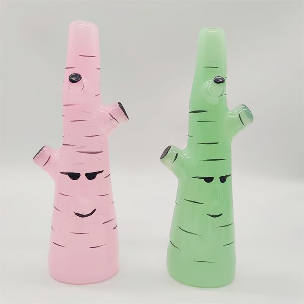 2022 9 Zoll 3D Anime Kaktus Rosa Grün Dickes Glas Bong Wasserpfeife Shisha Becher Tabak Rauchen Bubbler Rauchpfeifen Bongs US-Lager