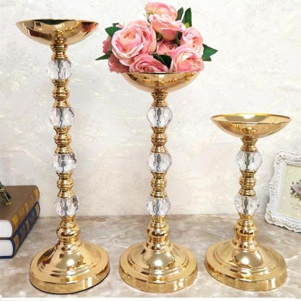 Decorazione per feste Supporto per fiori in cristallo di metallo Portacandele per matrimoni Candelabro Centrotavola Cerimonia Decorazioni natalizie