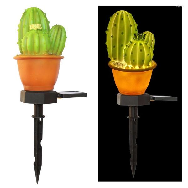 Luce solare da prato Decorazione da giardino Spina da pavimento Pianta Cactus Illuminazione a LED per percorso Luci paesaggistiche Lampadine per percorso impermeabili