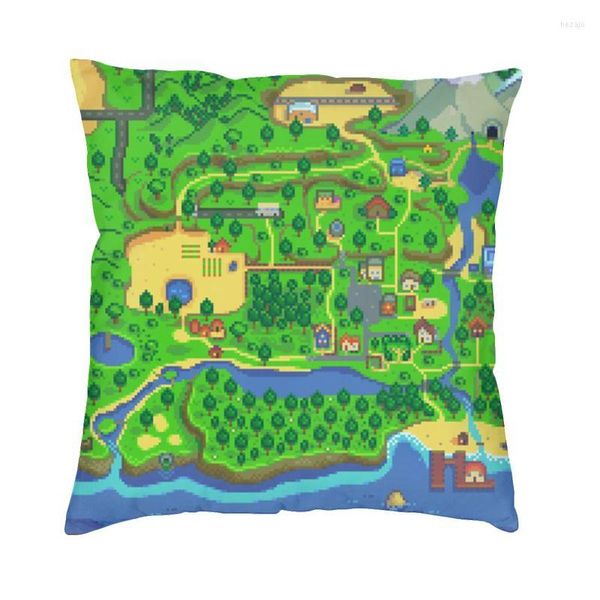Travesseiro macio Stardew Valley mapa capa Decoração de casa Casa Capas de videogames 45x45 Caso de travesseiros para sala de estar