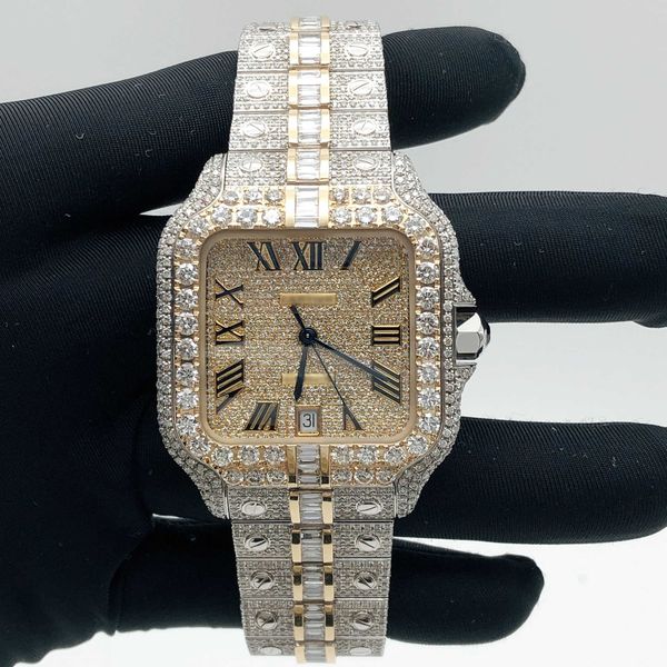 Orologi da polso personalizzati per uomo e donna con diamanti ghiacciati movimento automatico quadrante bling moda cinturino con castone orologio VVS VVS1