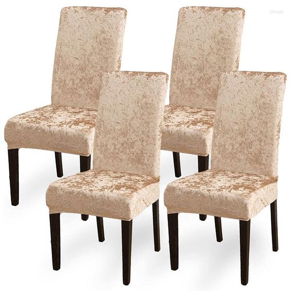 Coprisedie Fodere per sedie da pranzo in velluto riccio Set di 4 coprisedili Parsons elasticizzati rimovibili e lavabili