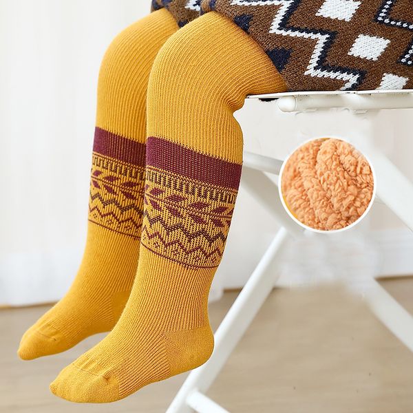 Leggings meias crianças inverno quente isolado com padrão de lã para crianças meninas garotas meninos algodão calças calças de meia -calça 221203
