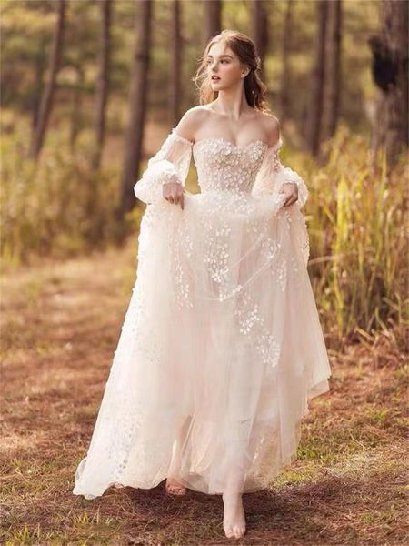 Lüks gelinlik vintage peri elbise beyaz basit fransız tarzı büstiyer ışık fn4256