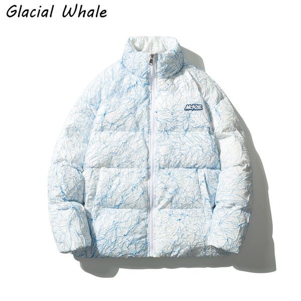 Men S Abaixo Parkas Glacialwhale Winter Gradient Jacket Doodle Capuz Casaco à prova de vento Streetwear Hip impermeável Hip para 221203