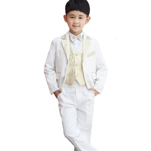 Suits Perakende 1 Set Çocuk Giyim Kostümü Doğum Günü Moda Marka Marka Resmi Boy Düğün Blazers 5 PCS F 1004 221205
