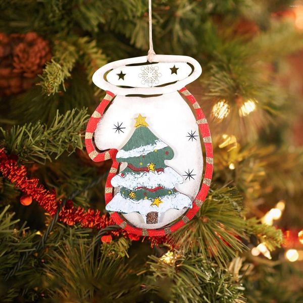 Figurine decorative Albero di Natale in legno Piccola decorazione a sospensione Fornisce decorazioni in ceramica per la sostituzione della catena della lampada