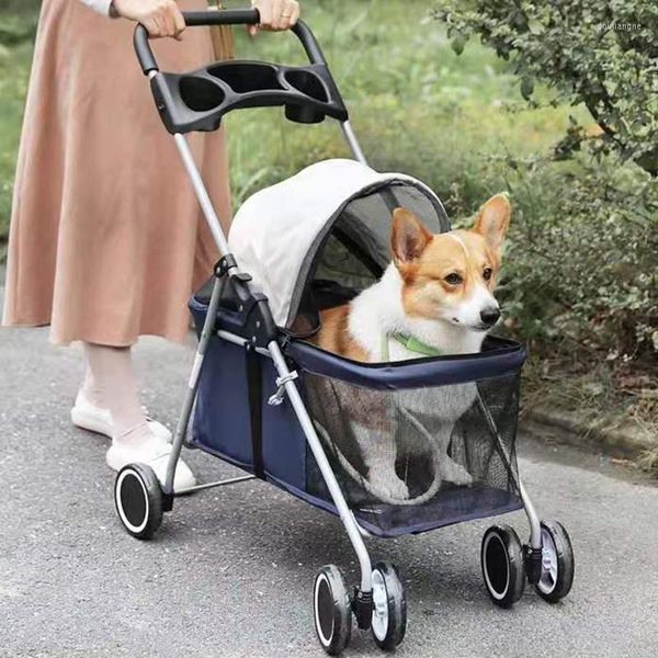 Coprisedili per auto per cani Passeggino per gatti di lusso per animali domestici Kinderwagen Born pieghevole 4 ruote Assorbimento Transporter CarrierRaincover Gift