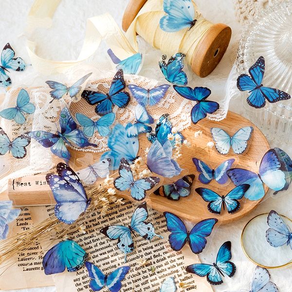 40 pezzi eleganti adesivi farfalla PET decalcomanie decorative trasparenti per telefono portatile bottiglia Planner diario diario Scrapbook