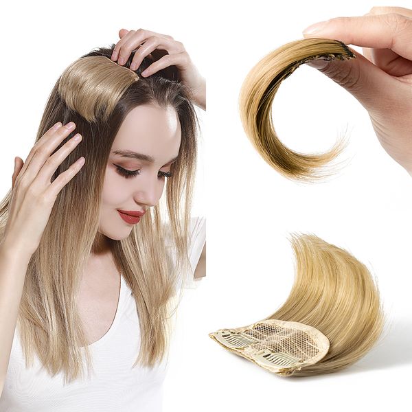 Synthetische Perücken, synthetische glatte Haarpolster, modisches Haarvolumen, erhöhen flauschige, unsichtbare, natürliche Clip-on-Haarteile, blond, für Frauen, 2 Stück, 221205