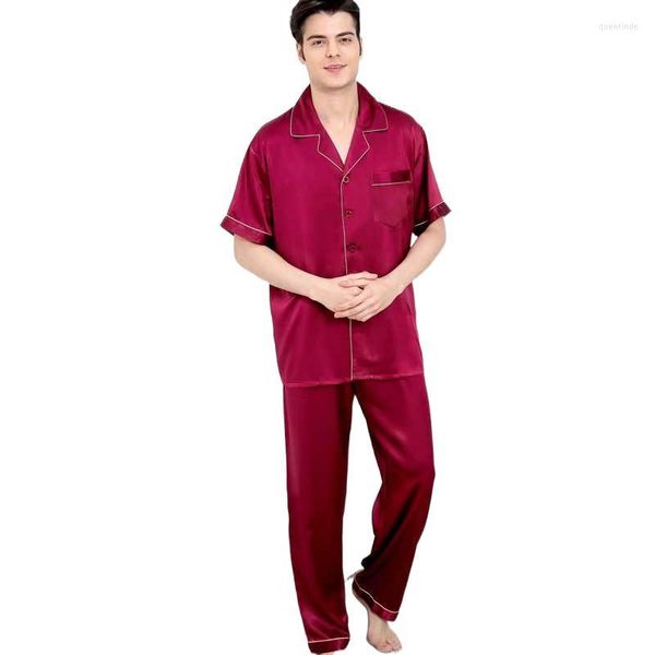 Herren Nachtwäsche Herren Seiden -Pyjamas Sets reines 19 -mm -Pyjama Kurzersatz Freizeitkleidung Größe L xl xxl