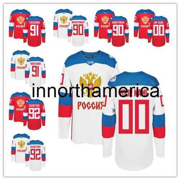 Team Russland 2016 Weltmeisterschaft der Hockey Trikots 8 Alex Ovechkin 72 Artemi Panarin 91 Vladimir Tarasenko 71 Evgeni Malkin 13 Pavel Datsuk