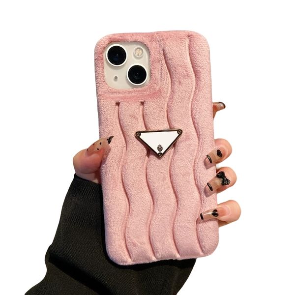 Cell Phone Cases Designer Phone Cases Fashion Furry Wavy Grain P Case For IPhone 14 Pro Max Plus 13 12 11 Luxury Pink Plush Phonecase Cover Shell 56509040 SXFE