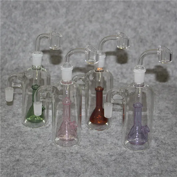 Bong in vetro Narghilè Ash Catchers 14mm 18mm Spessore Pyrex Clear Bubbler oil rig Smoking Catcher 45 Tubi dell'acqua Ashcatcher a 90 gradi