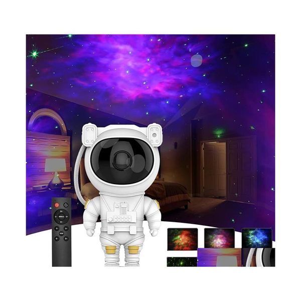 Luzes noturnas Galaxy Projector Lamp Starry Sky Night Light for Home Quarto Decora￧￣o Astonauta Lumin￡rias Decorativas Crian￧as Presente Otdwr