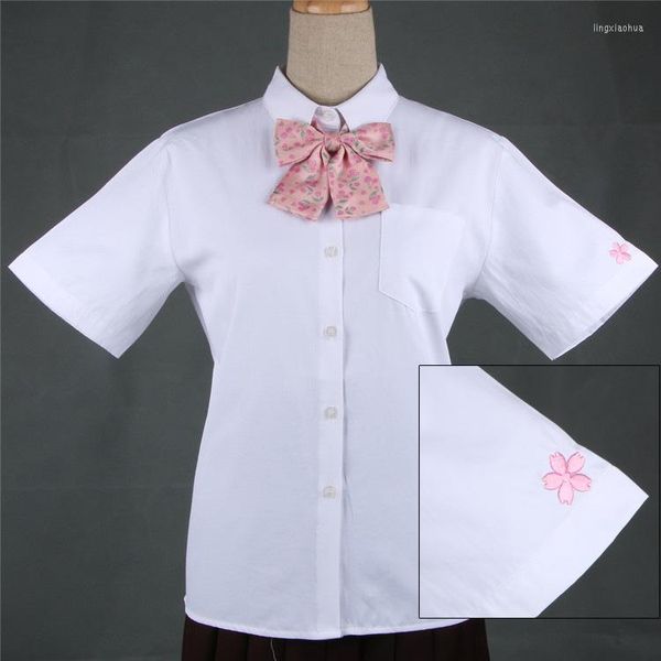 Roupas definem a camiseta de uniforme escolar de manga curta japonesa e coreana e coreana impressão rosa JK Middle Top Sailor Tone para meninas