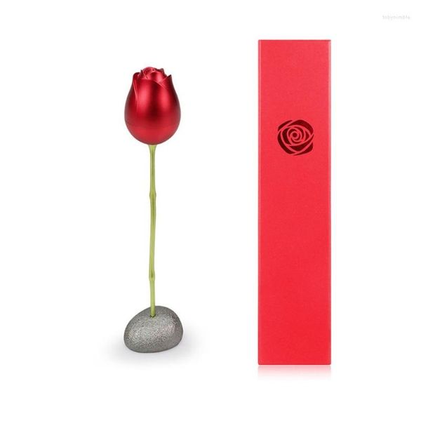 Sacchetti per gioielli Scatola per proposte di anelli con rose romantiche Sorpresa Fiore rosso Regalo Orecchini per matrimonio Porta collana M0XF