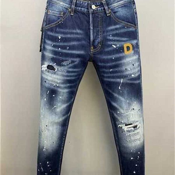 Jeans masculino pantalones para hombre vaqueiros Designer de marca de luxo D2 Men Denim Dsquare Bordado Calças Moda Buracos Calças Roupas Masculinas Tamanho Americano 28-38