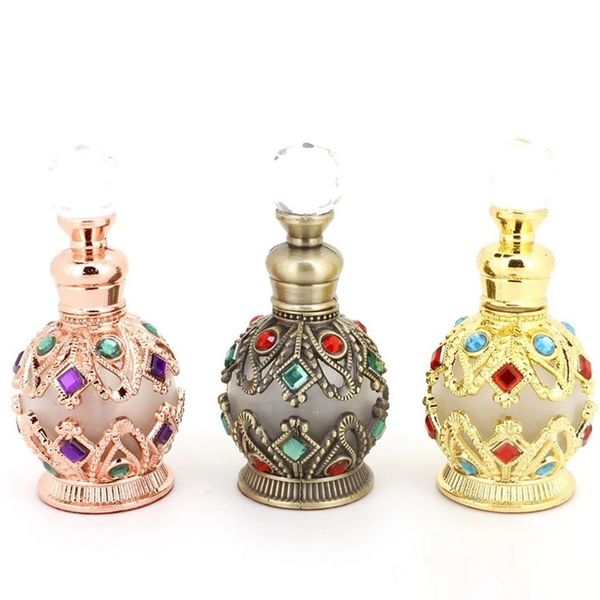 Bottiglia di profumo in vetro di cristallo vuota ricaricabile vintage da 15 ml fatta a mano decorazioni per la casa regalo di festa della signora P1205