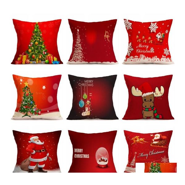 Caixa de travesseiro Papai Noel ROUNSLIP ROUNSLIP ROUNLY TREETE TEMA TEMO DE PROFULHO CASA PARA SOFA HOME CUSCORAÇÃO ER MUITOS ESTILOS 5 DHDWC