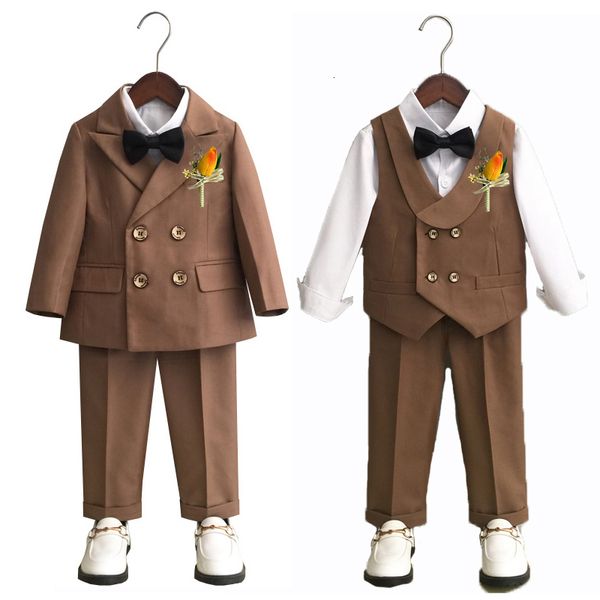 Abiti Bambino Completo formale Set Ragazzi Autunno Matrimonio Bambino s Primo compleanno Piano Performance Costume Bambini Giacca Gilet Pantaloni Abbigliamento 221205