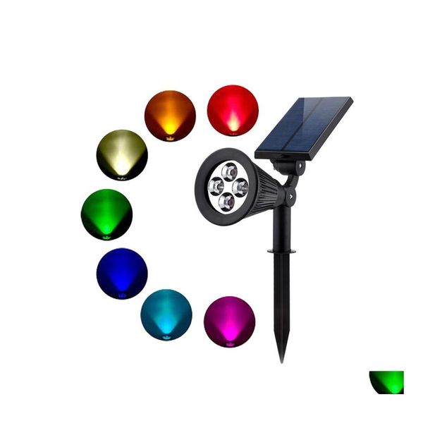 Rasenlampen Brelong Outdoor Solar Rasen Licht Farbe vergrabene Strahler 4 Innenhof RGB LED Sicherheit Drop Lieferung Lichter Beleuchtung Otd2F