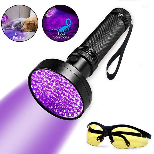 Taschenlampen, Taschenlampen, 100 LEDs, UV-Schwarzlicht, superhell, 10 W, 395 nm, violett, Ultra-Handlampe, Taschenlampe, Licht gegen Bettwanzen