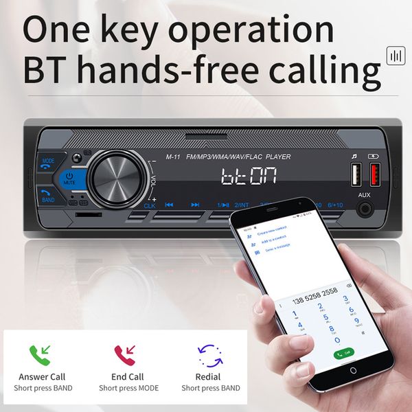 Autoradio-Stereo-Player, Bluetooth, 1 DIN, digitaler Auto-MP3-Player, 60 W x 4, FM-Radio, Stereo-Audio, Musik, USB/SD, mit AUX-Eingang im Armaturenbrett