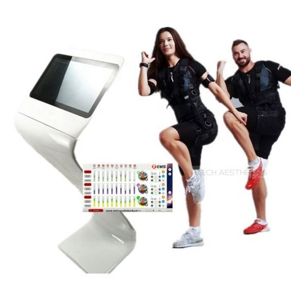 Macchina per il fitness EMS con la più recente tecnologia 2023 (versione WirelessWired) con tuta da allenamento per il fitness del corpo muscolare