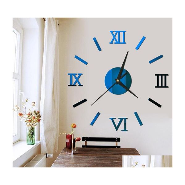 Настенные часы римские цифры DIY часы домашний декор зеркала Гостиная