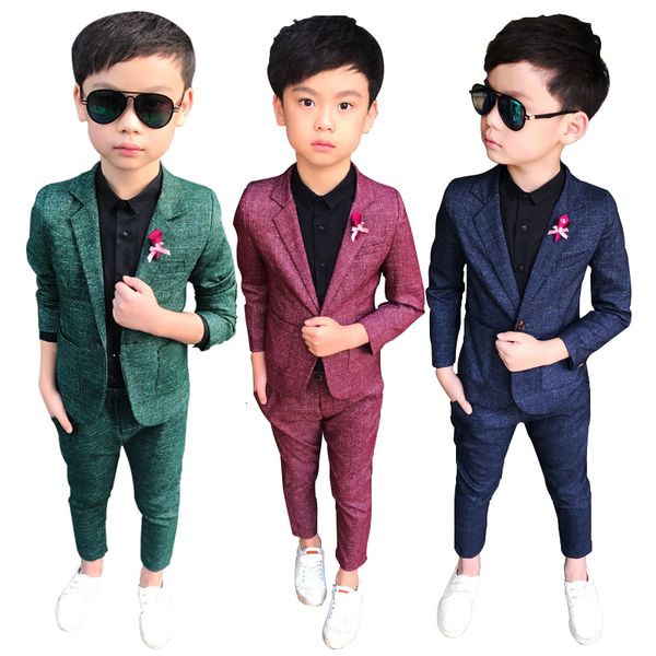 Costumes Formelle Mariage Garçon Costume 2 Pièces Blazer Pantalon Enfants Robe Costume À Carreaux Enfants Uniforme Scolaire Adolescents Parti Vêtements Porter 221205