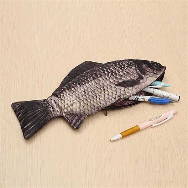Astucci per matite per bambini Astuccio per penne a forma di pesce realistico Astuccio per penne con cerniera Astuccio per penne per rientro a scuola