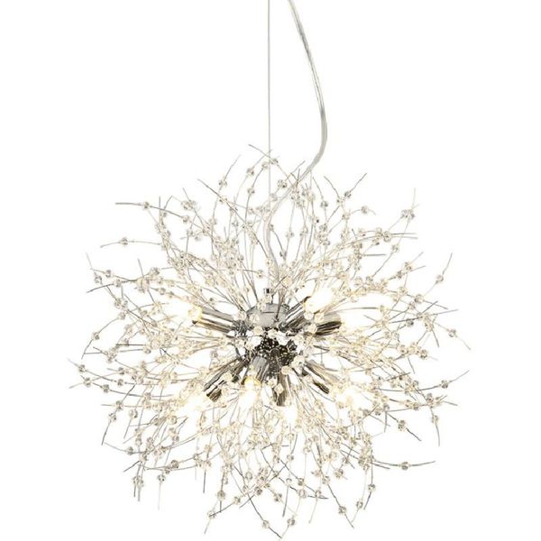 Lampadari di cristallo moderni Chrome Firework Dandelion Sputnik Lampadario Lampadario Illuminazione a sospensione per sala da pranzo Camera da letto Cucina