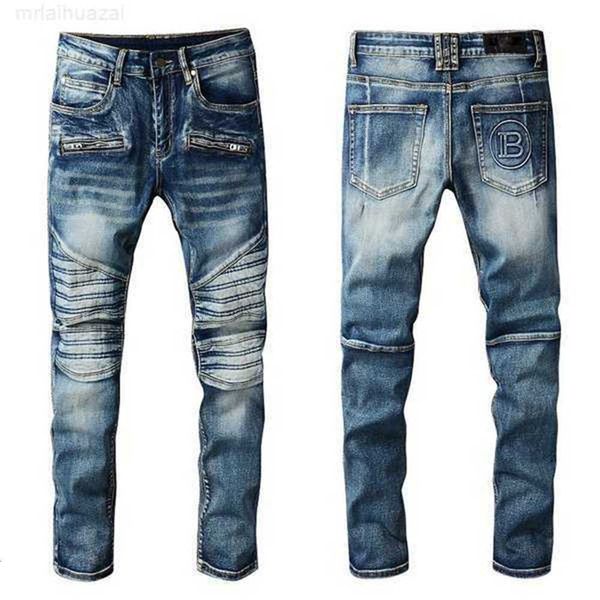 Jeans masculinos 2022Ss Novo designer europeu e americano Hip-Hop High Street Fashion Mark Brand Cycling Motorcycle Wash Patch Letter Loose2JZR
