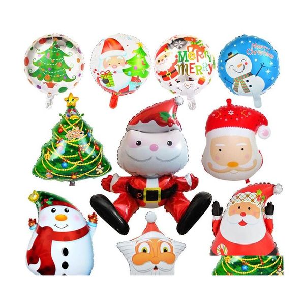 Decora￧￵es de Natal Estilo de bal￣o Id￩ia criativa Airballon Aluminium Film Sphere Christmas Decorate Santa Claus Tree Snowman Pengui DHGO4