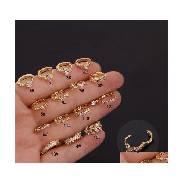 Stud 1 pezzo placcato oro orecchini a lobo per le donne gioielli zircone stella foglia rotonda piercing moda adolescenti 252 D3 consegna di goccia Dhqrt