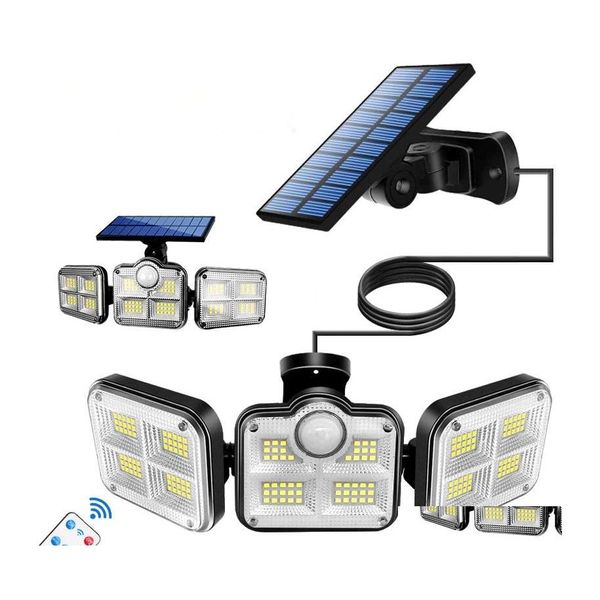 Luzes de inundação solar Lâmpada solar externa LED Sensor de movimento da luz Ajuste Ajuste Afluência da Fuidade IP65 Segurança à prova d'água Slowle