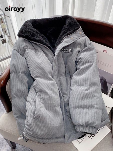 Piumino da donna Parka Giacca da donna Cappotto invernale Capispalla double face Pile di velluto a coste Sciolto Vintage Agnello Cotone Spessi vestiti caldi 221205