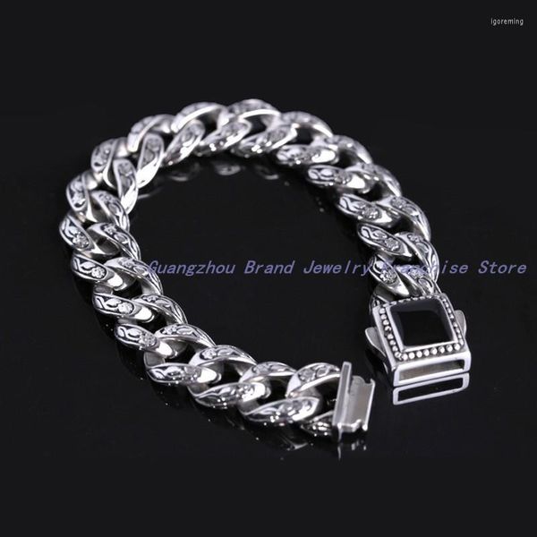 Bracelets de link Promoção Venda Elegant 316L Aço inoxidável Cristal preto e cadeia Bata de pulseira masculina Bom tecnologia de primeira classe