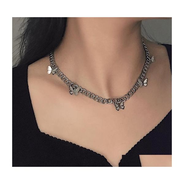 CHOKERS KPOP Piccole farfalla Collane corta a catena spessa per donne Egirl BFF CLAVICOLA AESTETICA ACCESSORI GIOCHI GOTICHE DELLA DRIVI DELLA DELIVE DHKHK