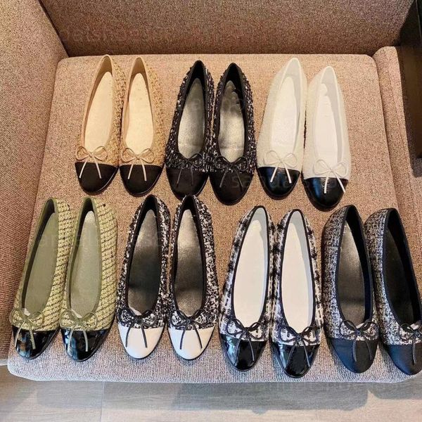 Designer Flats Pumps Ballerina Flat Shoe Ballerines Low Heel Ballet Loafer Kleidschuhe gesteppt klassisch Beige schwarze Baumwolle Tweed Patent Leder Mütze Zehen Ballett Frauen