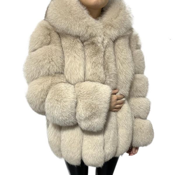 Cappotto di pelliccia di moda in misto lana da donna con cappuccio grande Giacca invernale di vera pelle da donna in vera pelle super calda Capispalla di lusso di fascia alta 221205
