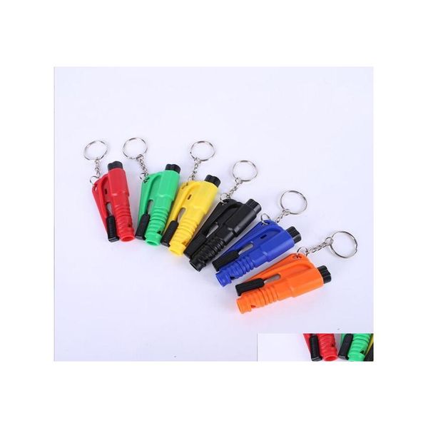 Keychains Lanyards Life Saving Hammer Key Chain Rings Portable Self Defense Emergency Rescue Car Accessories Seat Belt Window Brea Dhtwg