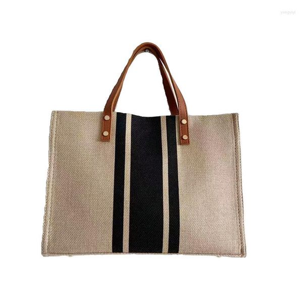 Borse da viaggio Borsa da viaggio di grande capacità di moda semplice per donna Borsa a righe vintage da donna Cartella da lavoro portatile OL stile coreano