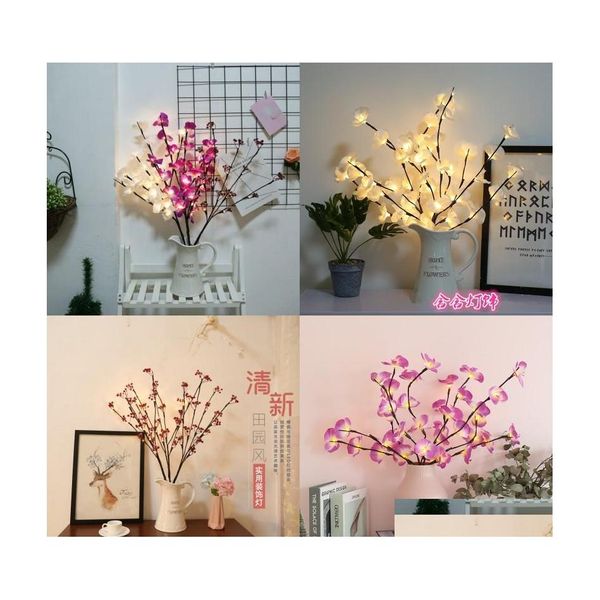 Dekorative Objekte Figuren LED Indoor Dekorieren Figuren Baum Lampe Familie Arbeitszimmer Schlafzimmer Kirschfarbene Lichter Praktische Dekoration Dhbki